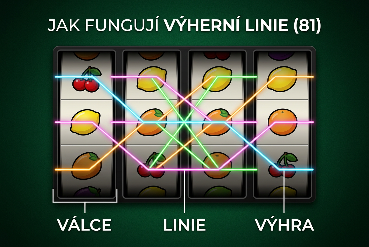 Technické schéma rozložení válců pro 81 výherních linií